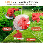 Cordless Electric Lawn Mower 2500W with 2 Batteries & 3 Blades