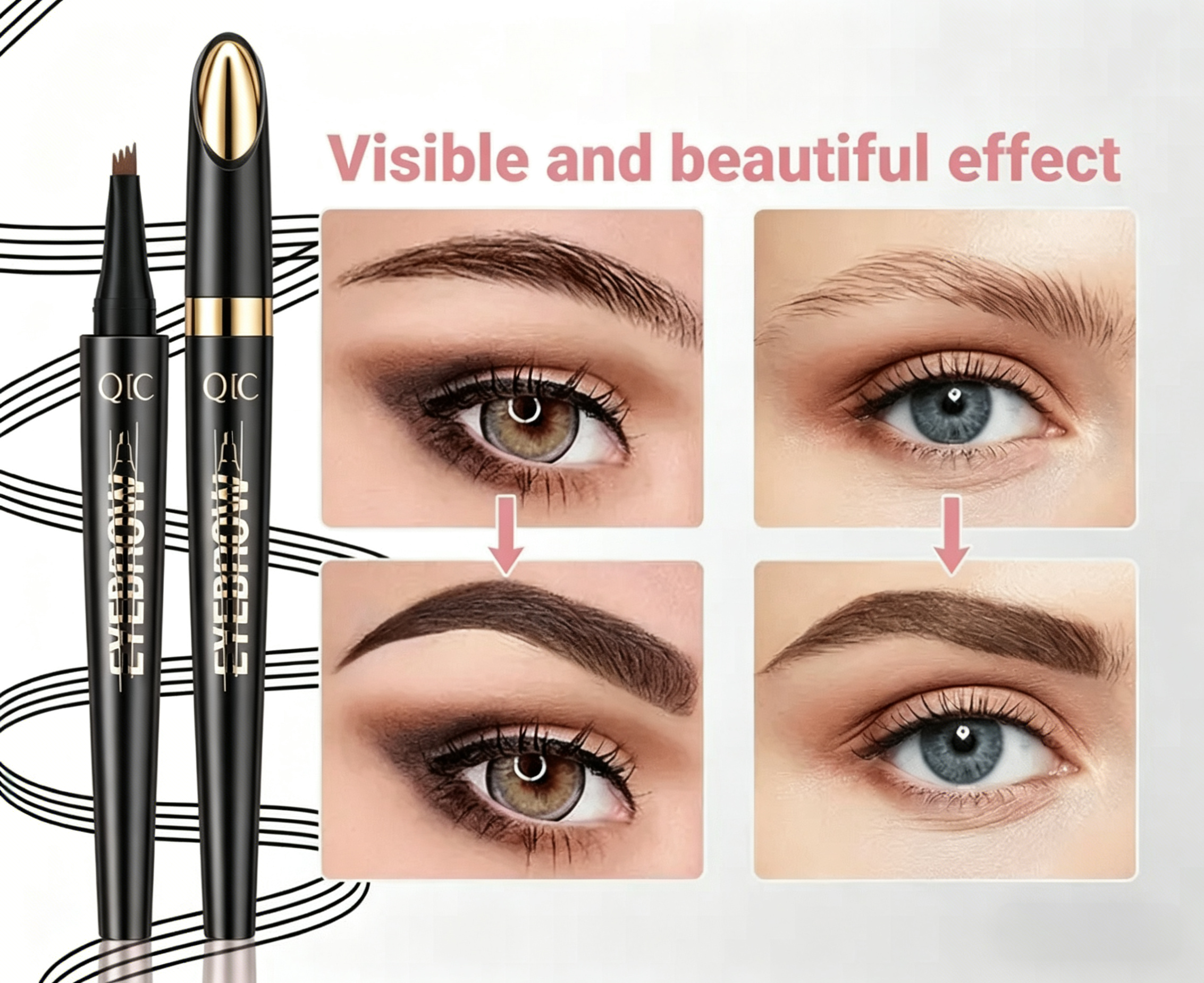 Black Gold 4-Tip Eyebrow Pen