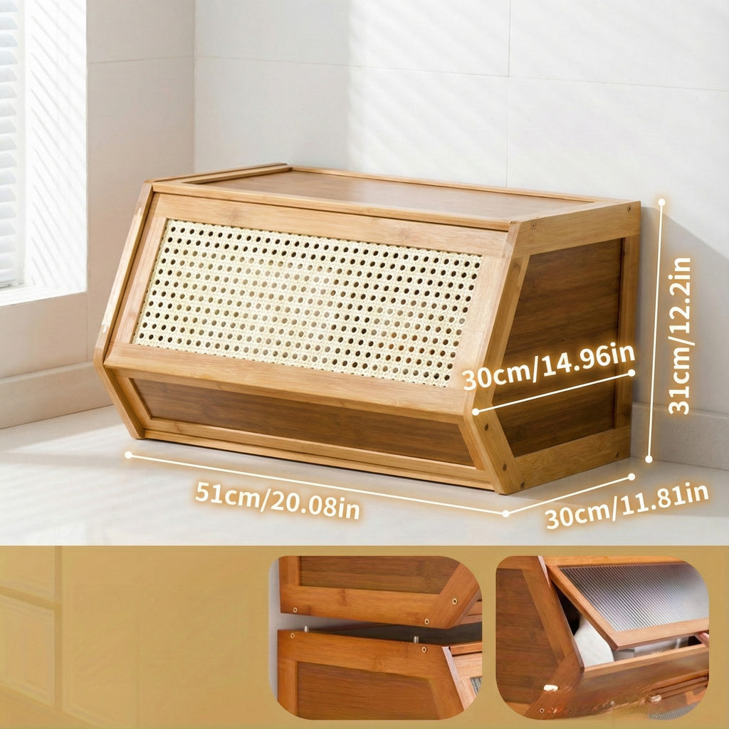 Slim Bamboo Shoe Cabinet with 3 Flip Drawers