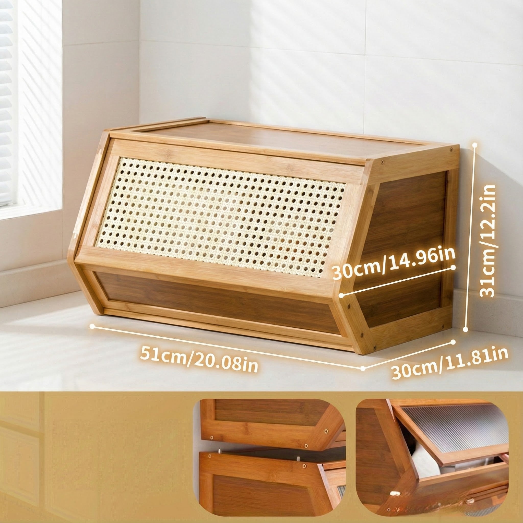 Slim Bamboo Shoe Cabinet with 3 Flip Drawers