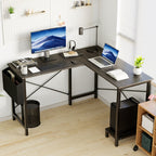 L-Shaped Corner Computer Desk with Storage Pocket | Wooden Home Office / Gaming