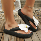 Ladies Tropical Orchid Summer Flip Flops