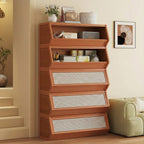 Slim Bamboo Shoe Cabinet with 3 Flip Drawers