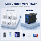 6-Port Travel Charger Adapter – Multi-Interface USB-C Charging Hub for Phones & Devices
