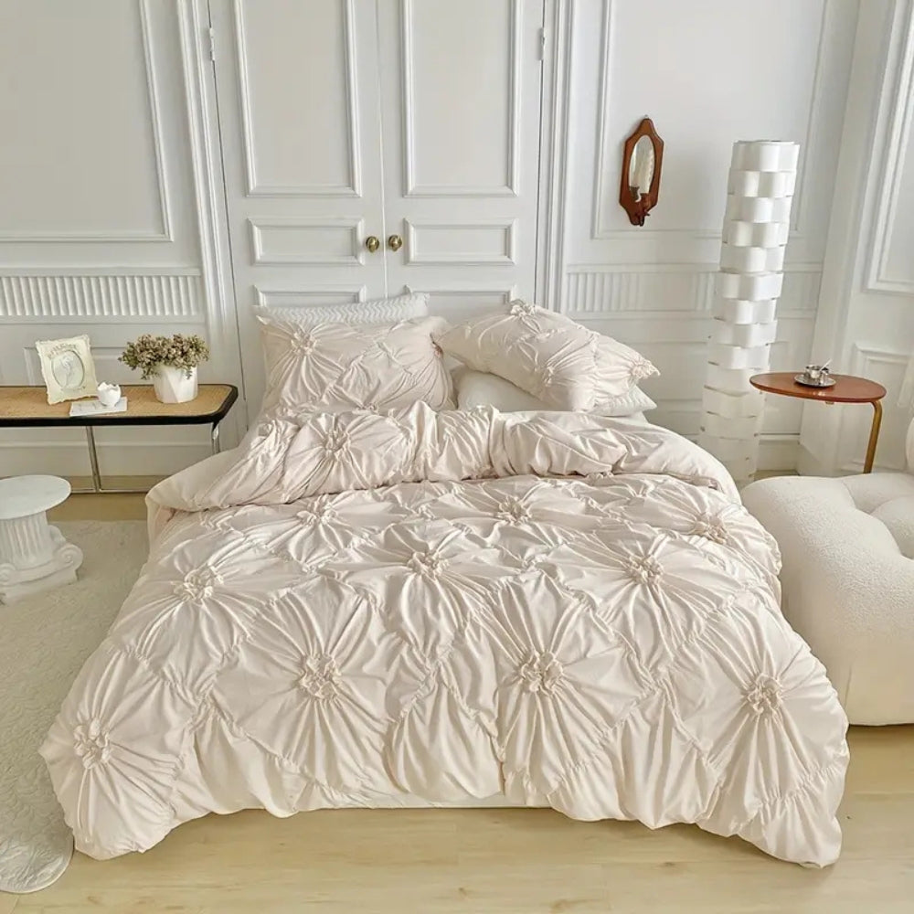 Textured Ruffle Floral Duvet Cover Set