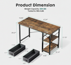 40/47" Computer Desk with Fabric Storage Drawers