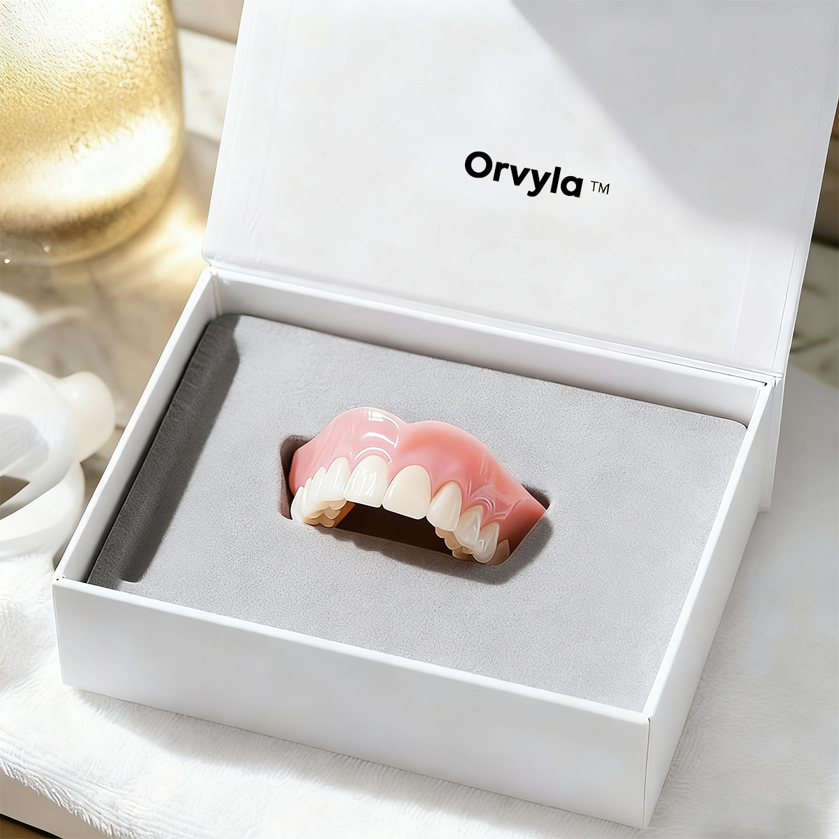 ORVYLA DENTURES-Boil-and-Bite Functional Denture, Self-fit at Home, Fully Adjustable for Narrow or Wide Arches, Long or Short-term Solution, Eat, Drink and Smile Confidently