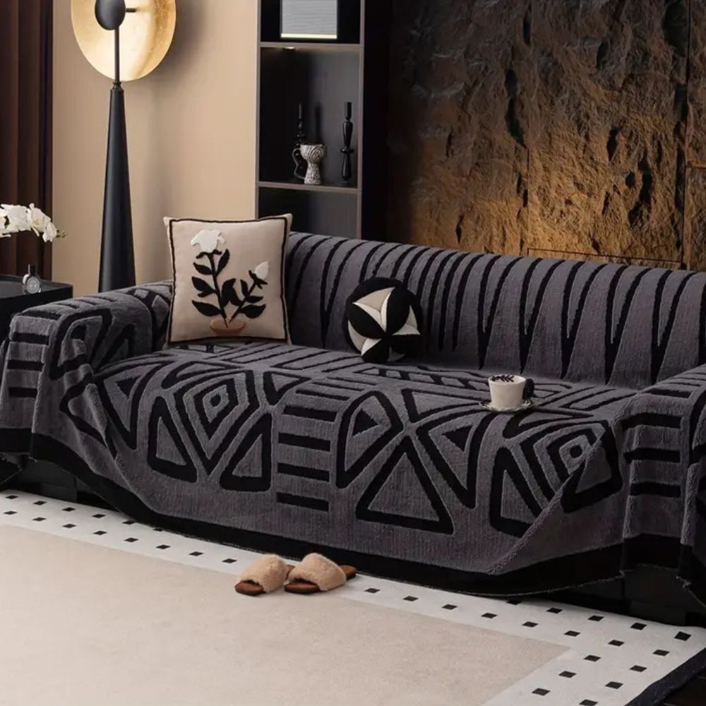 Knit Sofa Cover with Maze Pattern