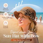 Stylish Woven Straw Sun Hat with Bow Detail