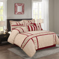7 Piece Microfiber Ruffle and Patchwork Comforter Set