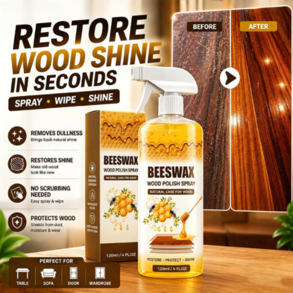 Beeswax Wood Polish Spray Restore Shine Protect Furniture