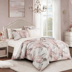 7 Piece Abstract Print Comforter Set with Bed Sheet Set, 22896