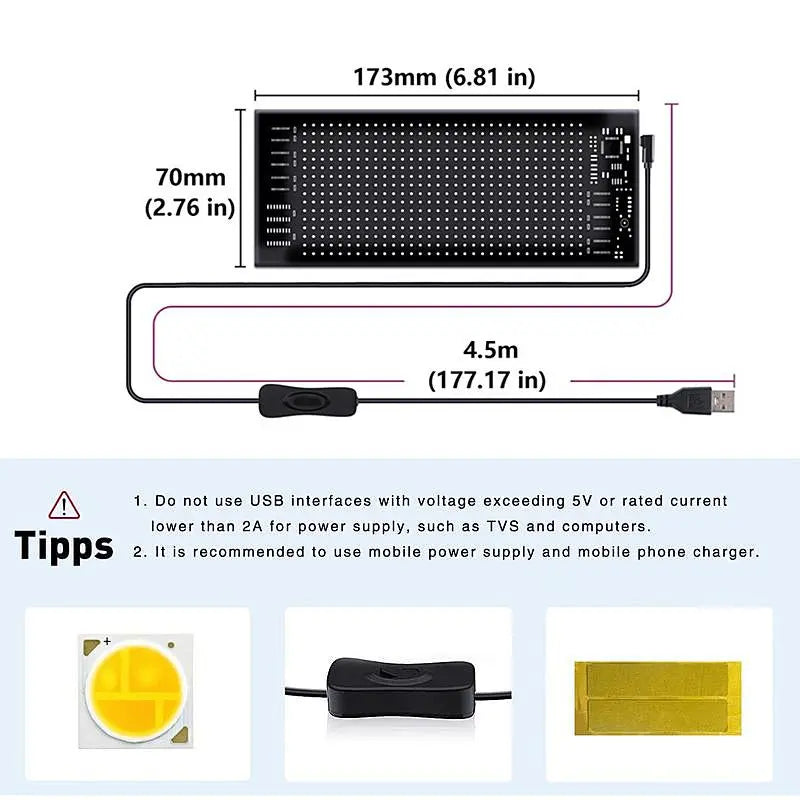 Flexible LED Animated Screen APP Control DIY Custom Light Panel Car Holiday Decor