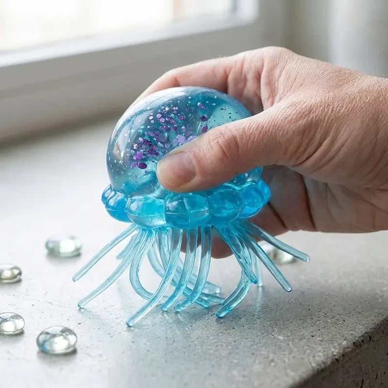 Cute Jellyfish Squishy Toy-Blue, Purple, Pink Glitter Jellyfish Stress Relief Squeeze Toy