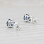 1ctw Blue Sapphire Stud Earrings 14k White Gold September Birthstone Solitaire