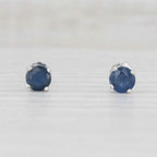 1ctw Blue Sapphire Stud Earrings 14k White Gold September Birthstone Solitaire