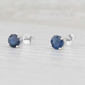 1ctw Blue Sapphire Stud Earrings 14k White Gold September Birthstone Solitaire