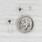 1ctw Blue Sapphire Stud Earrings 14k White Gold September Birthstone Solitaire