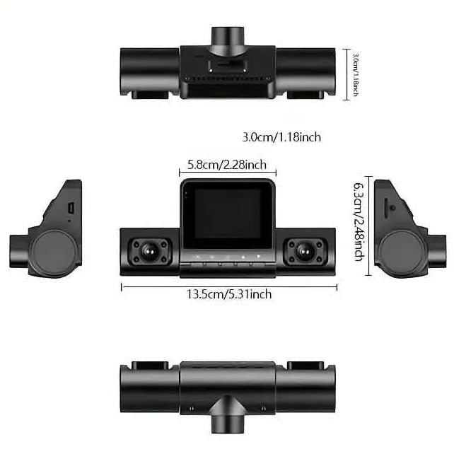 4-Channel Car DVR Dash Cam – 1080P Front, 720P Side & Rear, Night Vision