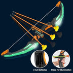 LED Bow & Arrow Toy Set for Kids Light-Up Archery Play Kit with Suction Cup Arrows (Blue/Green)