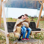 2-3 Seater Swing Cushion Replacement Swing Beach Pads with Backrest 8-Tie Straps