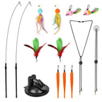 2 Cat Wand Toys with Suction Cup Double Head Interactive Cat Feather Toy