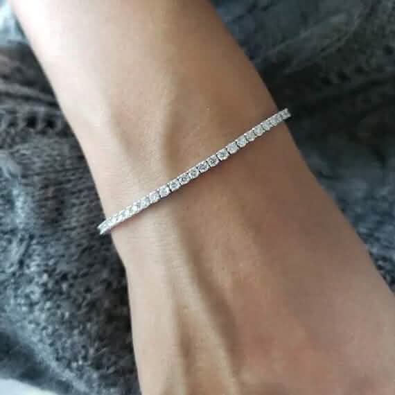 2 Ct TW Round-Cut Natural Diamond Tennis Bracelet 14K Gold 7" Women's