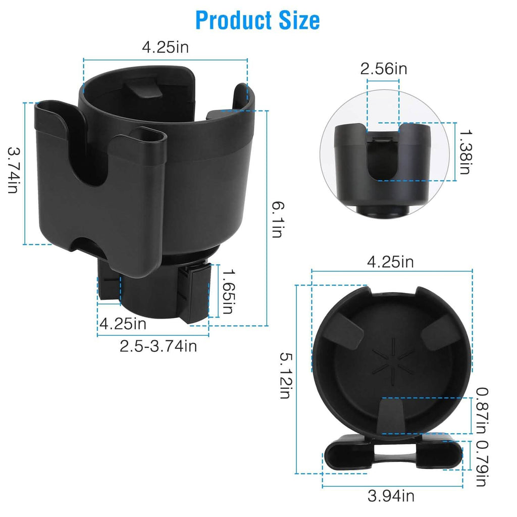 2-in-1 Car Cup Holder with Phone Holder Adjustable Base