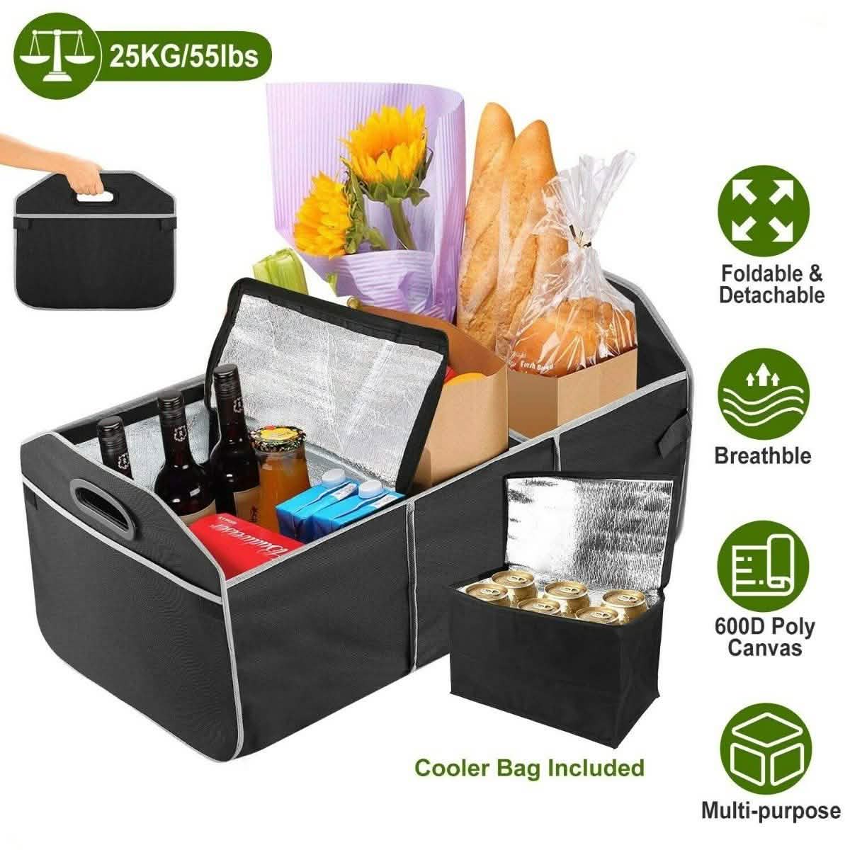 2-in-1 Collapsible Trunk Organizer with Removable Cooler