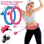 2-in-1 Fitness Hoop 24 Knots Abdomen Fitness Massage Hoops Weighted with 360 Auto Spinning Ball Detachable Knots