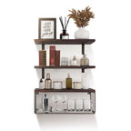 2-in-1 Floating Shelves Wall Mounted with Storage Basket