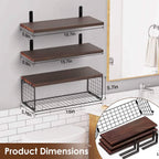 2-in-1 Floating Shelves Wall Mounted with Storage Basket
