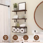 2-in-1 Floating Shelves Wall Mounted with Storage Basket