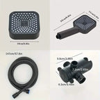 2-in-1 Handheld & Rainfall Shower Head Set with Long Hose and T-Valve