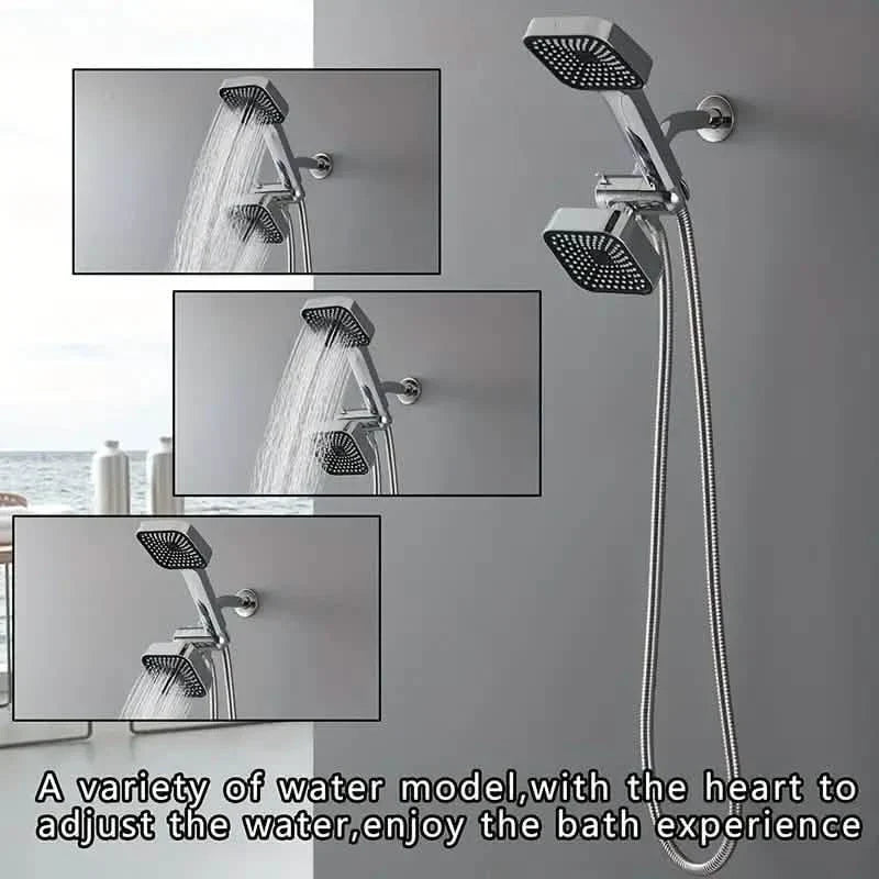 2-in-1 Handheld & Rainfall Shower Head Set with Long Hose and T-Valve