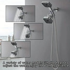 2-in-1 Handheld & Rainfall Shower Head Set with Long Hose and T-Valve
