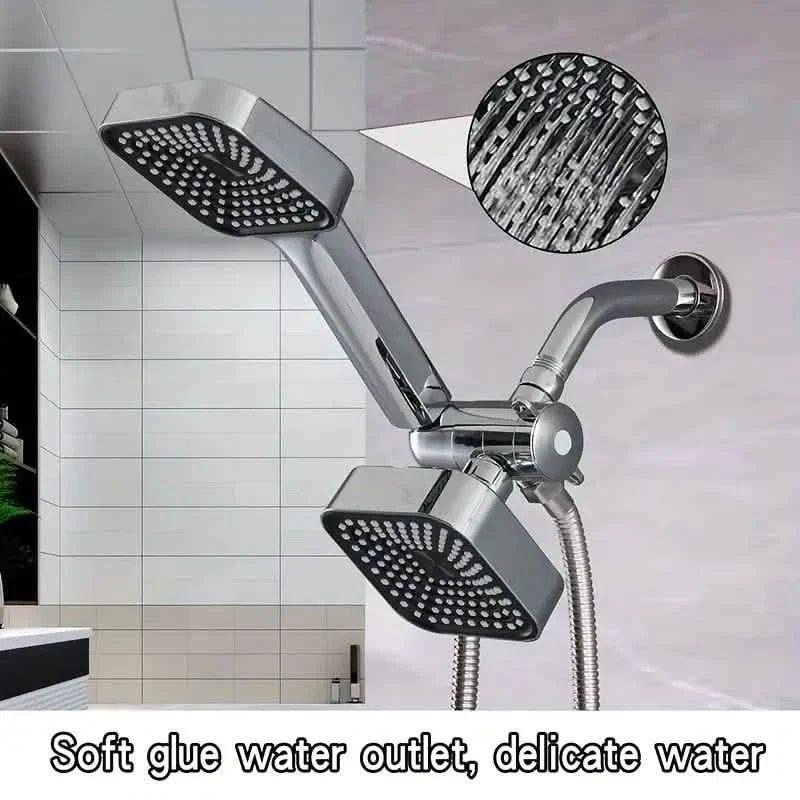 2-in-1 Handheld & Rainfall Shower Head Set with Long Hose and T-Valve