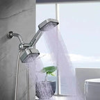 2-in-1 Handheld & Rainfall Shower Head Set with Long Hose and T-Valve