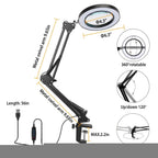 2-in-1 LED Magnifier Desk Lamp with 8x Magnifying Glass