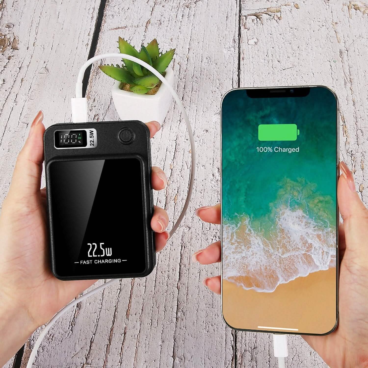 2-in-1 Magnetic Wireless Power Bank 10000mAh PD20W Fast Charger Mag Safe
