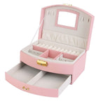 2-Layer Lockable Leather Jewelry Box