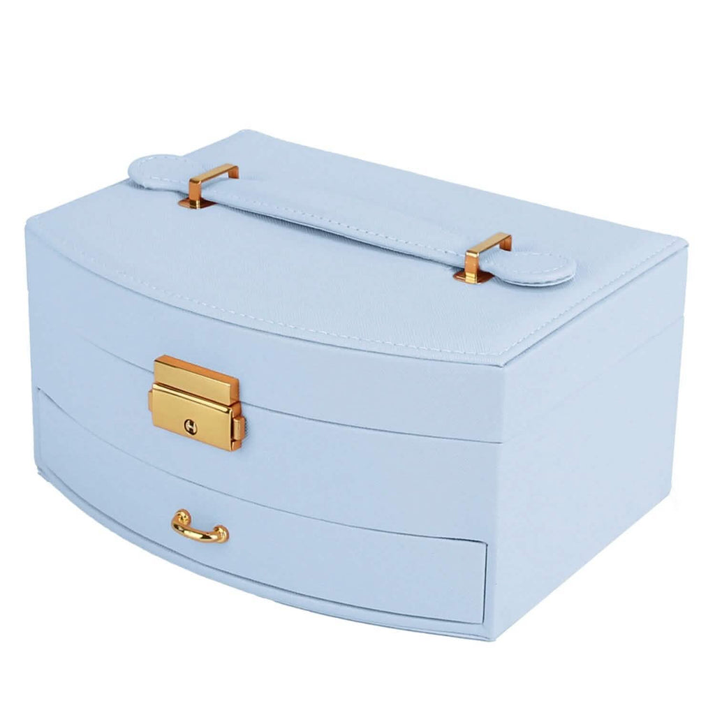 2-Layer Lockable Leather Jewelry Box