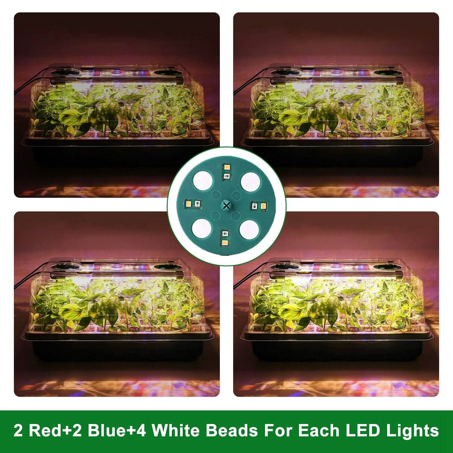 2-Pack: 40 Cell Seed Starting Tray Plant Grow Light with 4 Adjustable Brightness