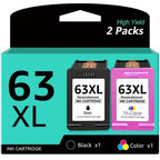 2-Pack: 63XL Ink Cartridges Black & Tri-Color for HP 63 Ink