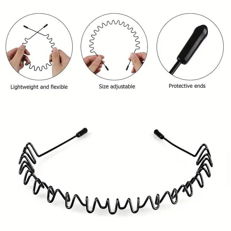 2-Pack: Black Wavy Metal Headband