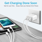2-Pack: Compact 3-Port USB Wall Charger Adapters with Quick Charge