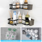 2-Pack: Corner Shower Caddy No Drilling Adhesive Shower Organizer