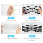 2-Pack: Corner Shower Caddy No Drilling Adhesive Shower Organizer