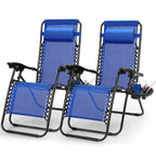 2-Pack: Foldable Zero Gravity Lounge Chair with Dual Side Tray