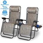 2-Pack: Foldable Zero Gravity Lounge Chair with Dual Side Tray